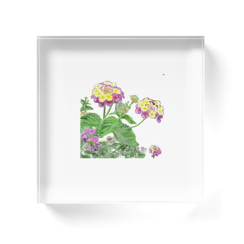 カラフルなアジサイのアクリルブロック