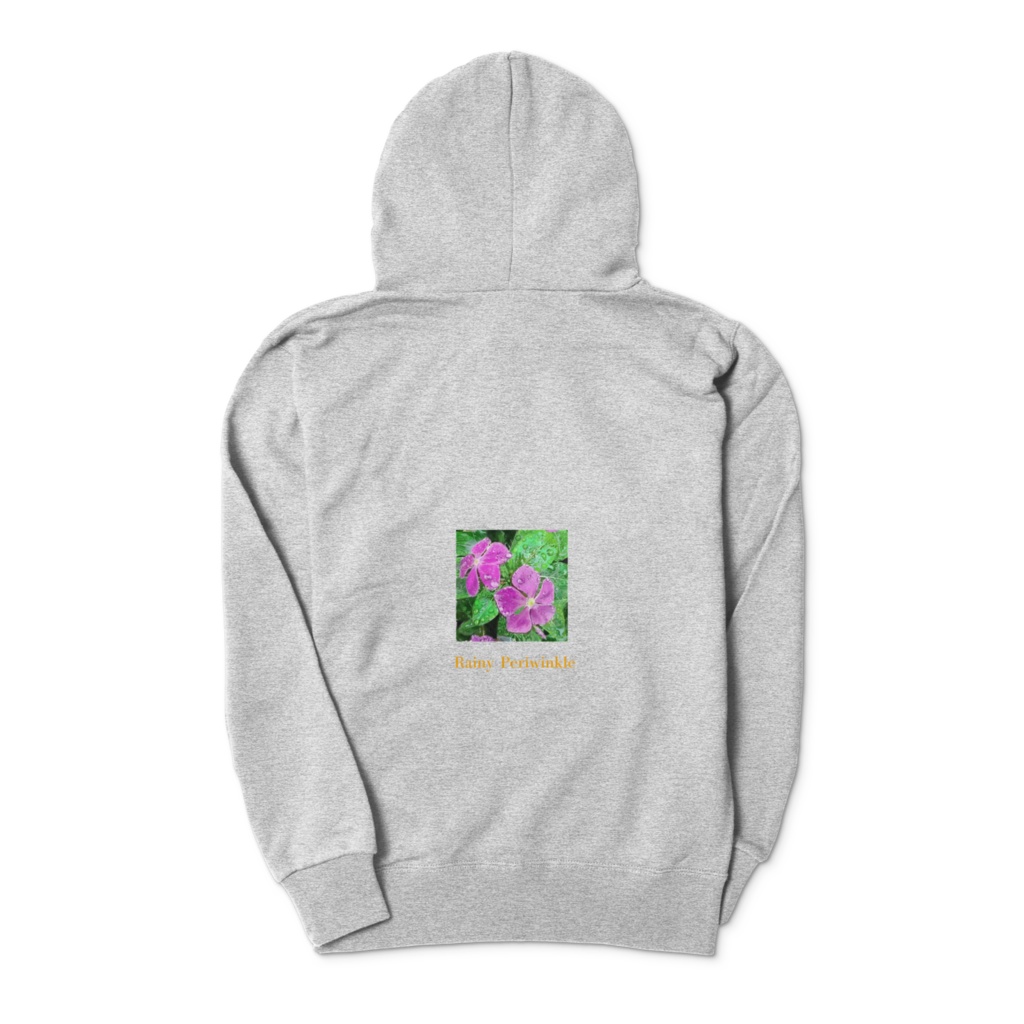 アジサイとニチニチソウのパーカー- 杢グレー