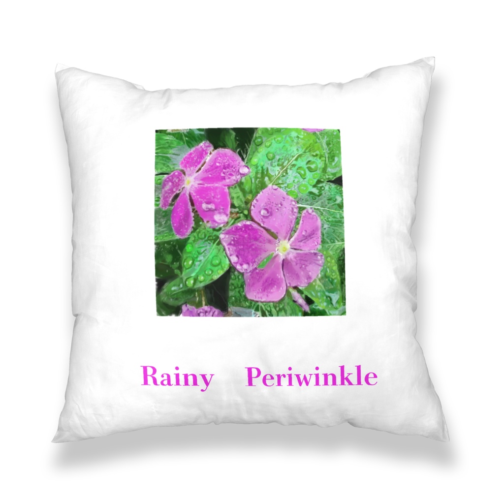 アジサイとニチニチソウのクッションカバー