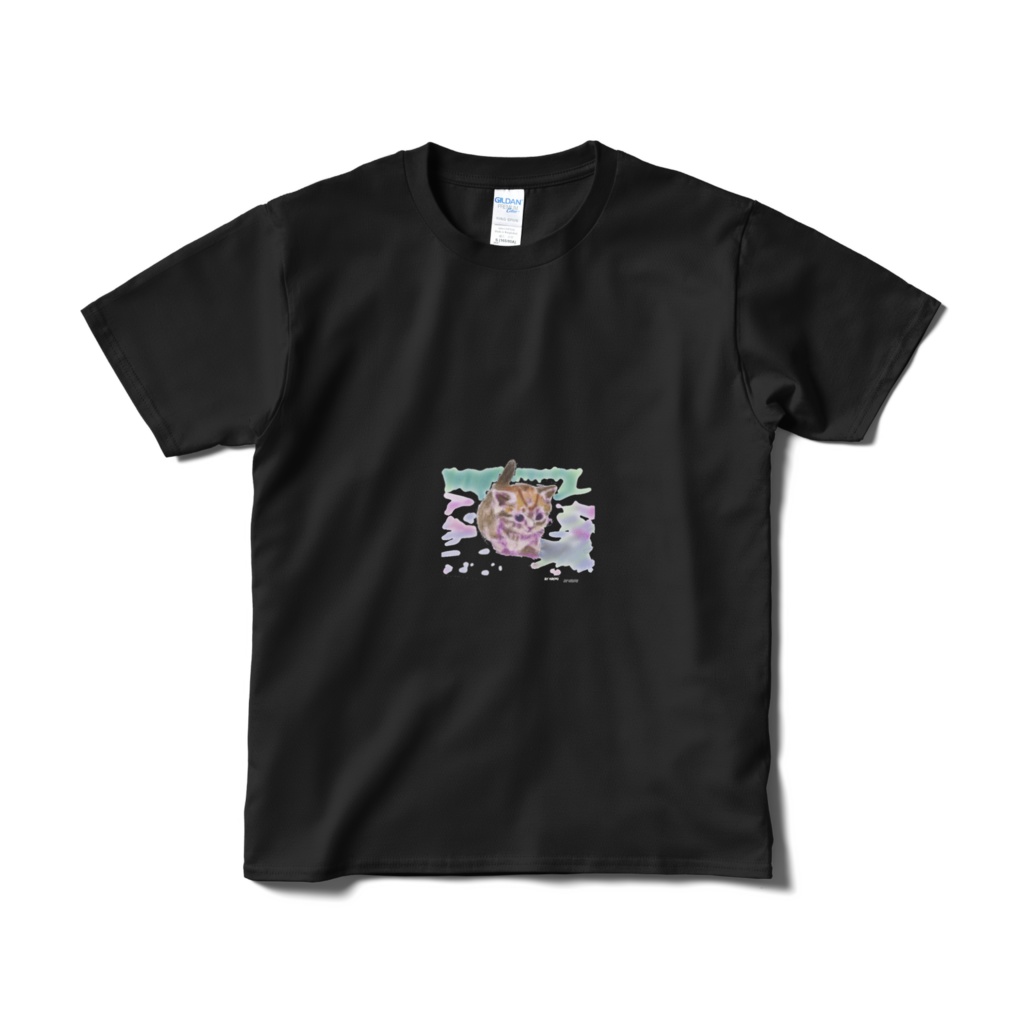 猫ちゃんのtシャツ　ブラック