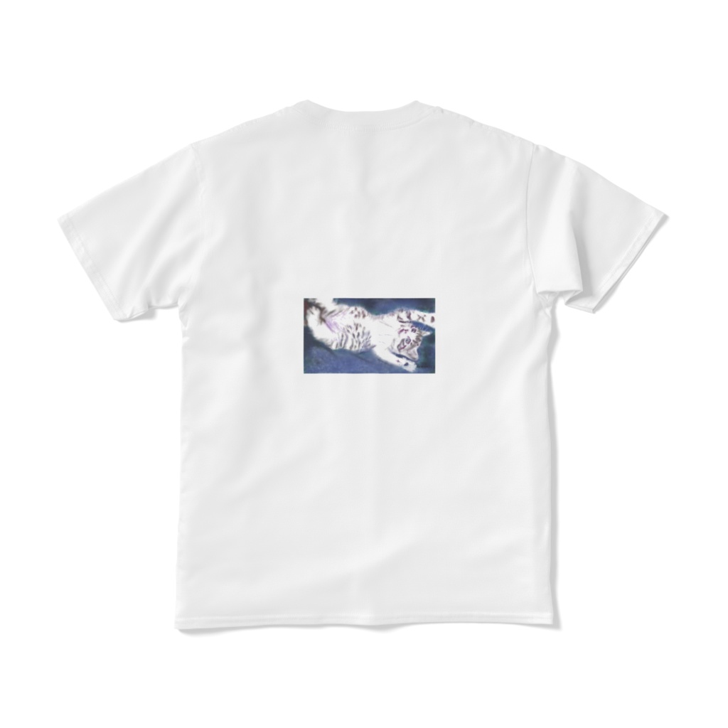 猫ちゃんのtシャツ、両面印刷 ホワイト