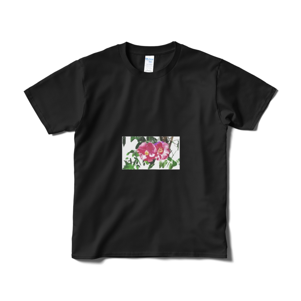 椿のtシャツ―ブラック