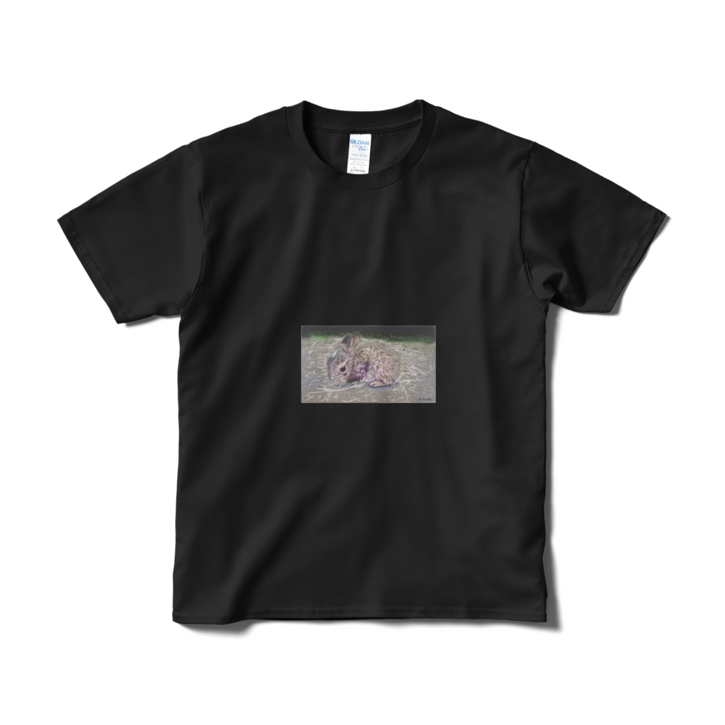 野兎の赤ちゃんのtシャツ―黒