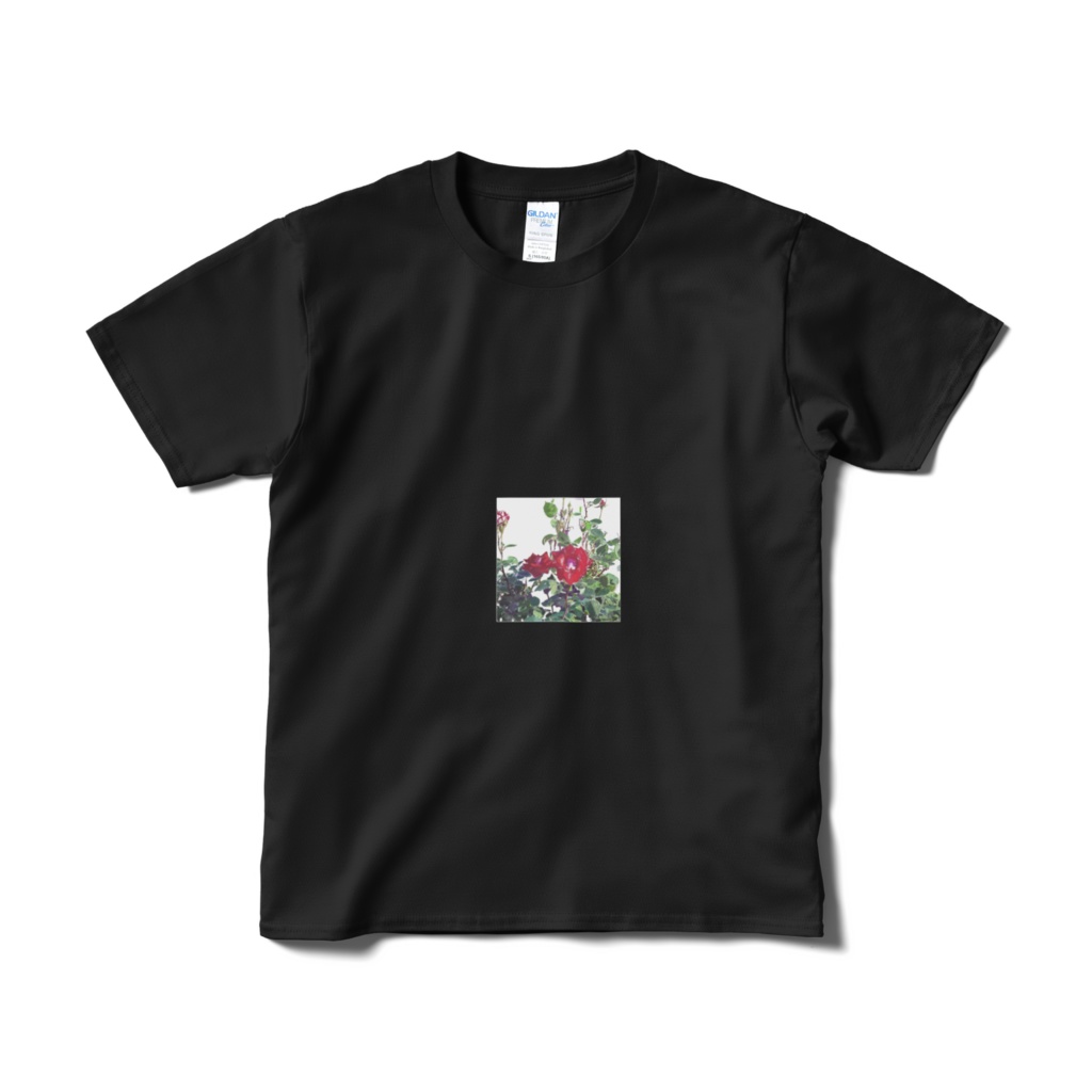 バラのtシャツ―黒