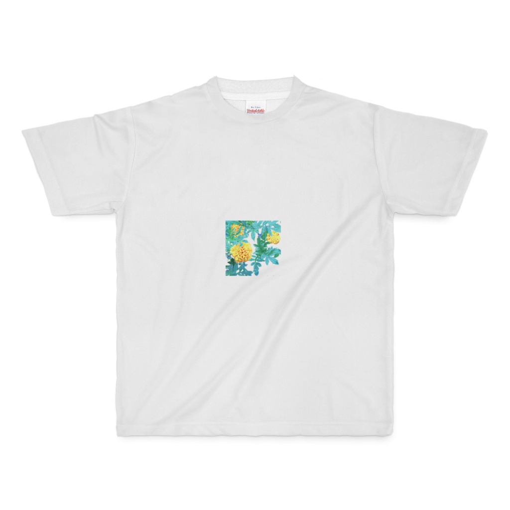 雨に濡れたマリーゴールド（千寿菊）のフルグラフィックTシャツ - M