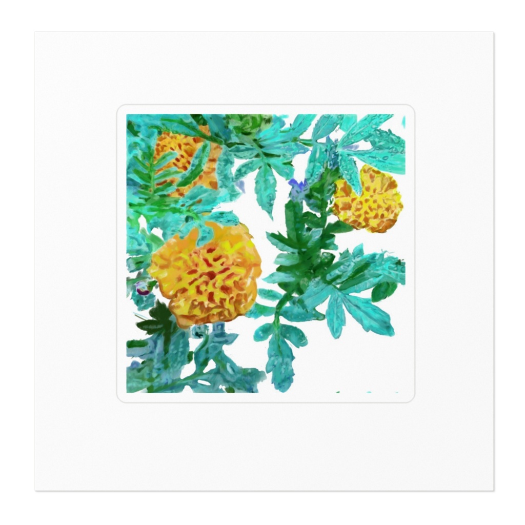 雨に濡れたマリーゴールド(千寿菊)のステッカー