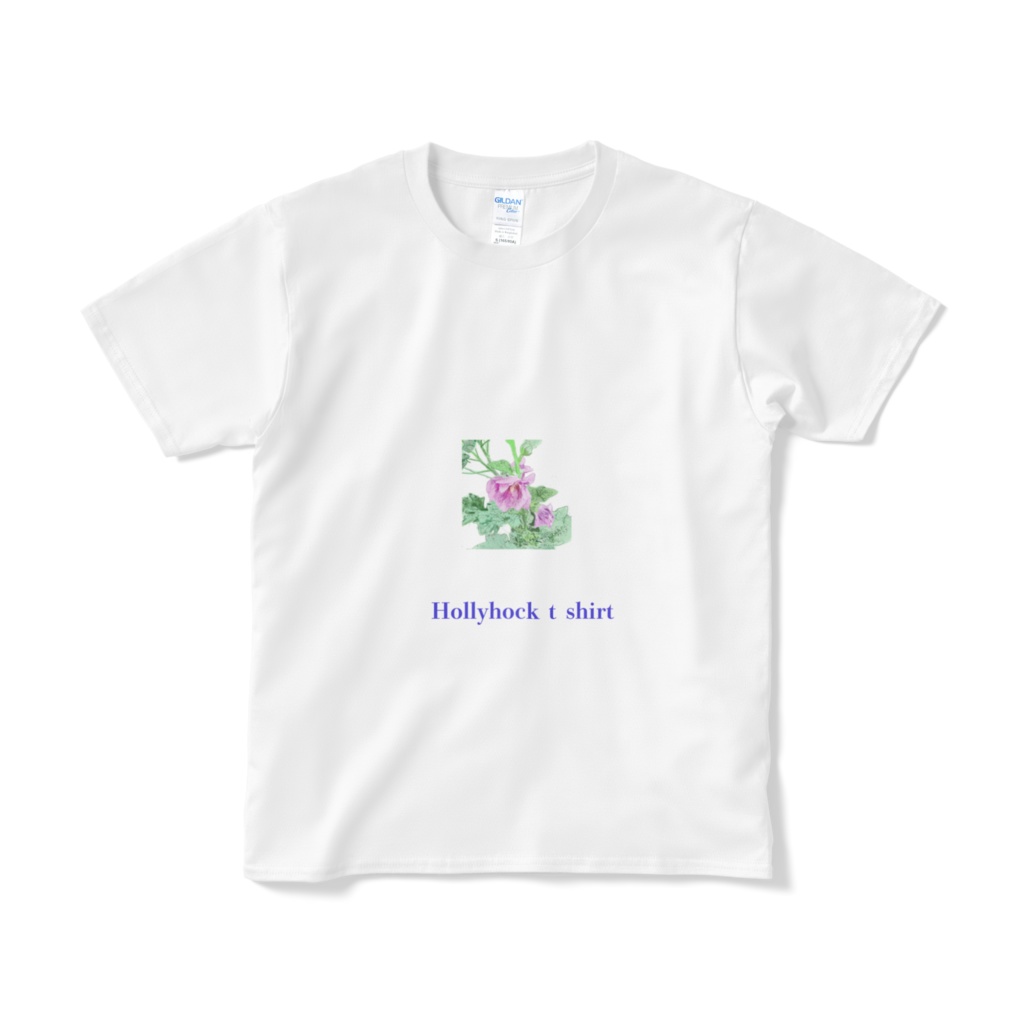  タチアオイ（立葵）のtシャツ（短納期）- ホワイト