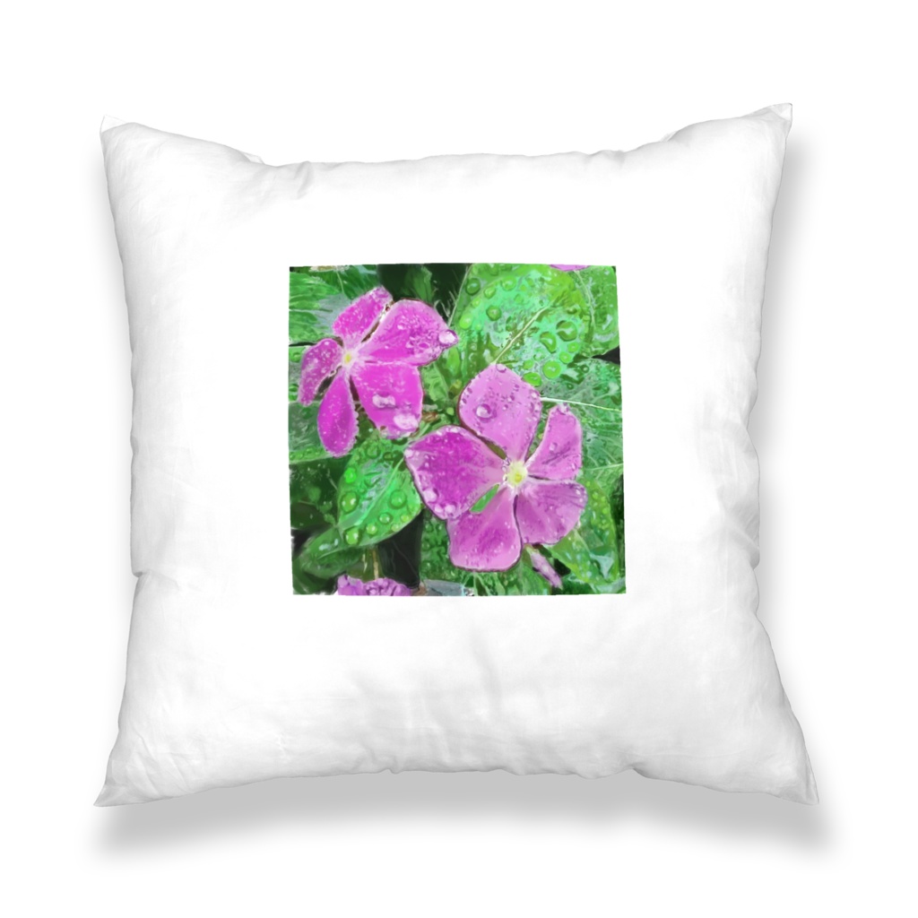 タチアオイ(立葵)とニチニチソウのクッションカバー