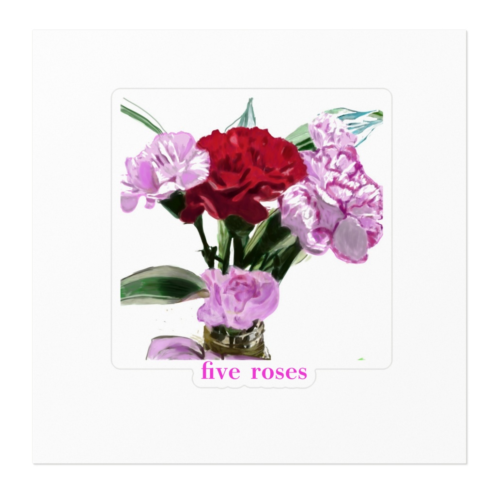 5本のバラのステッカー