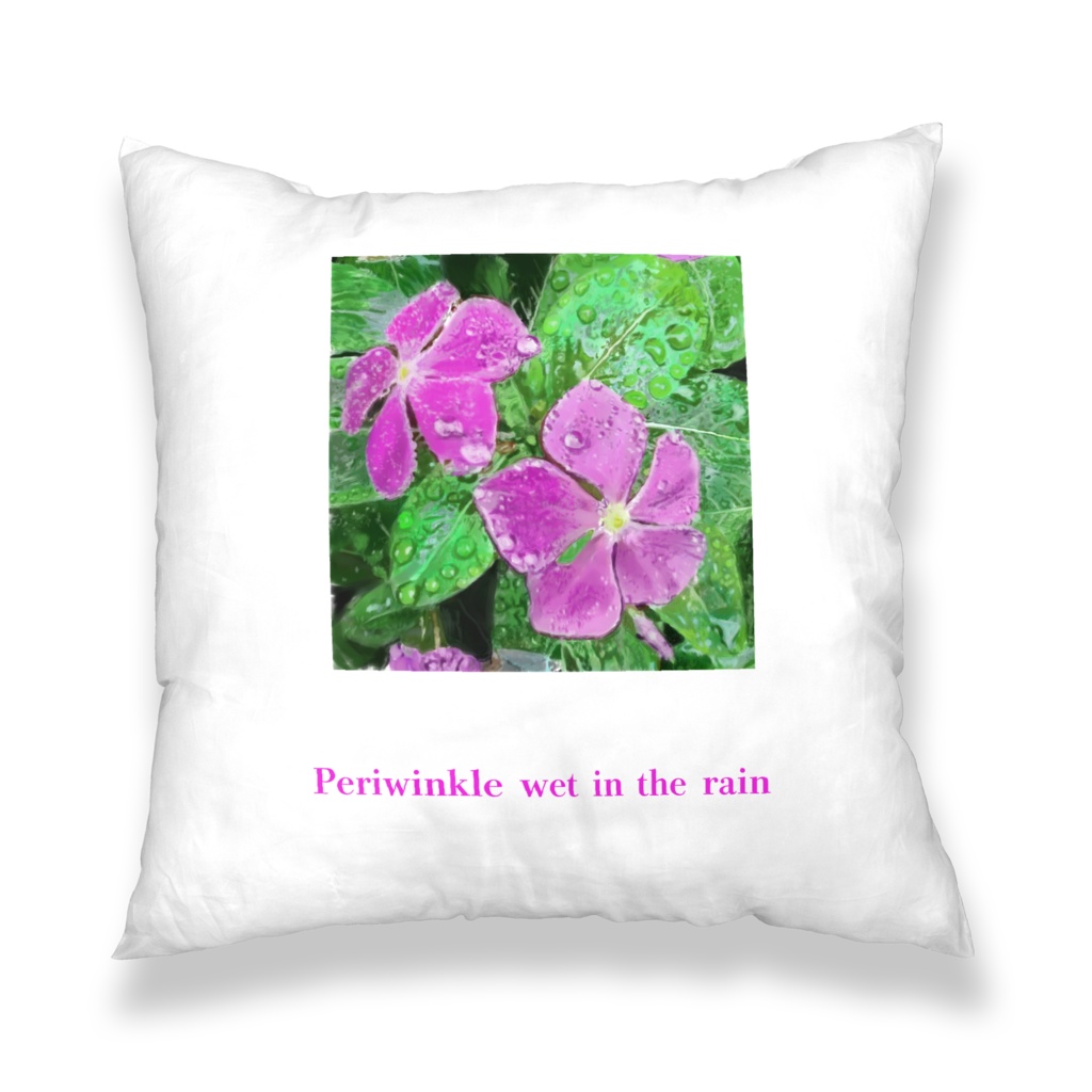 バラとニチニチソウのクッションカバー