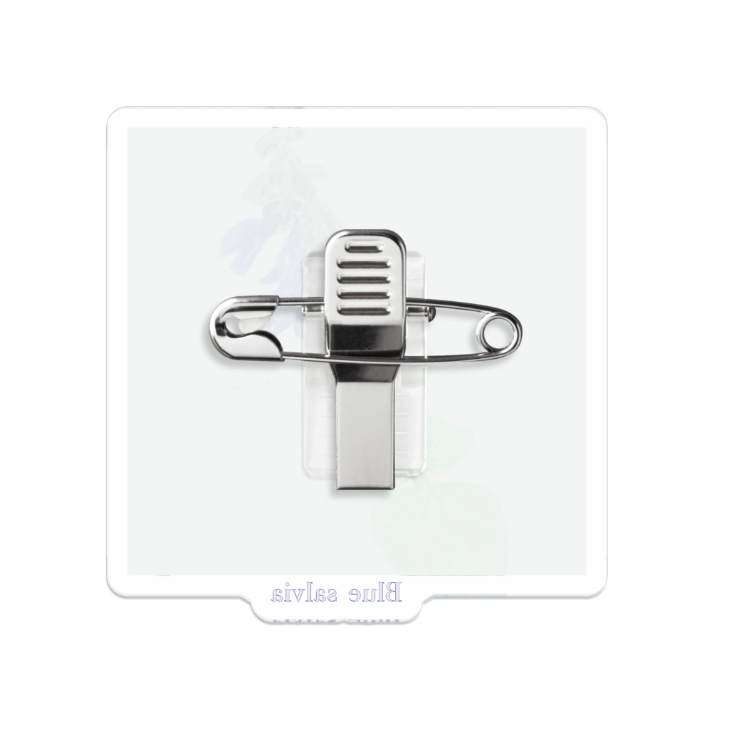 青いサルビアのアクリルバッチ