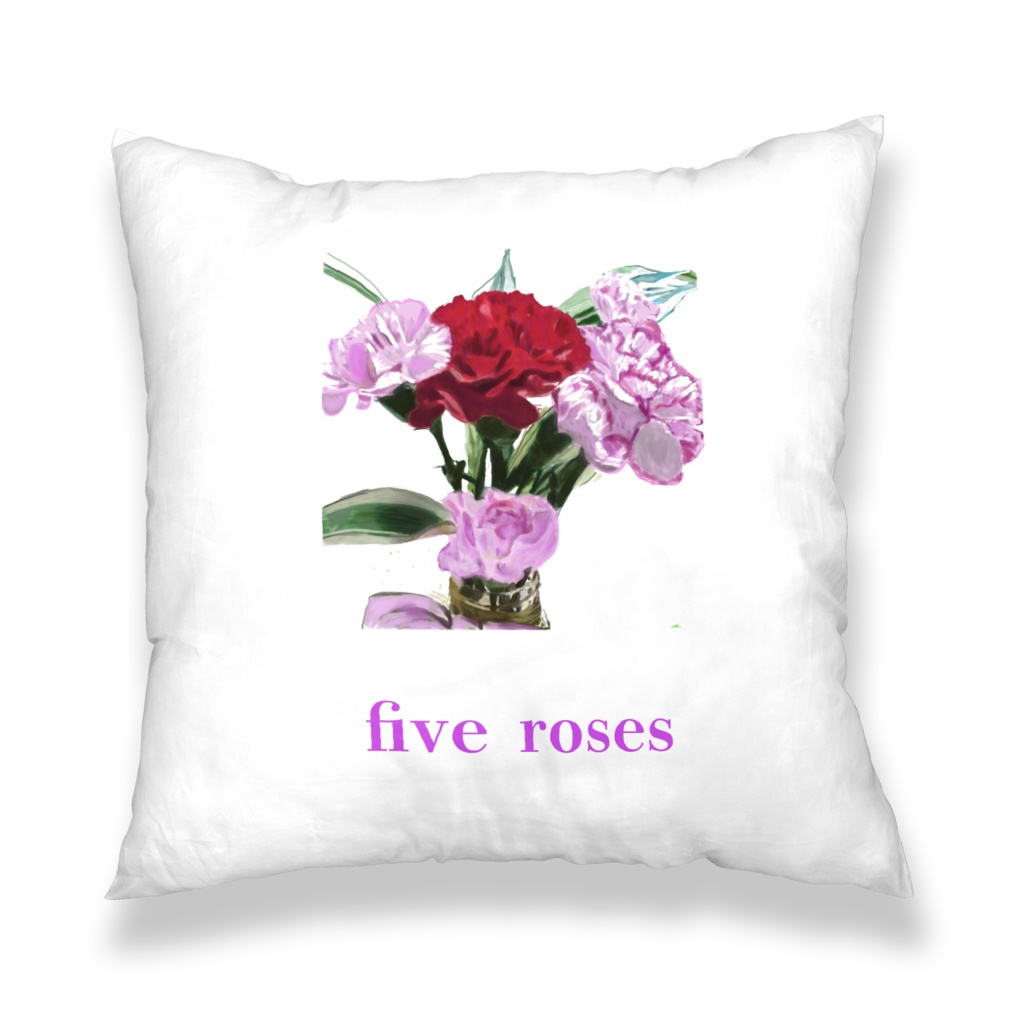 バラとサルビアのクッションカバー