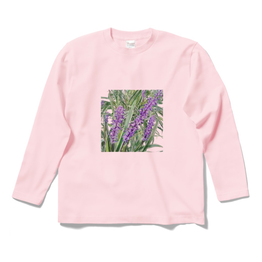 ヤブランのロングスリーブTシャツ - ライトピンク