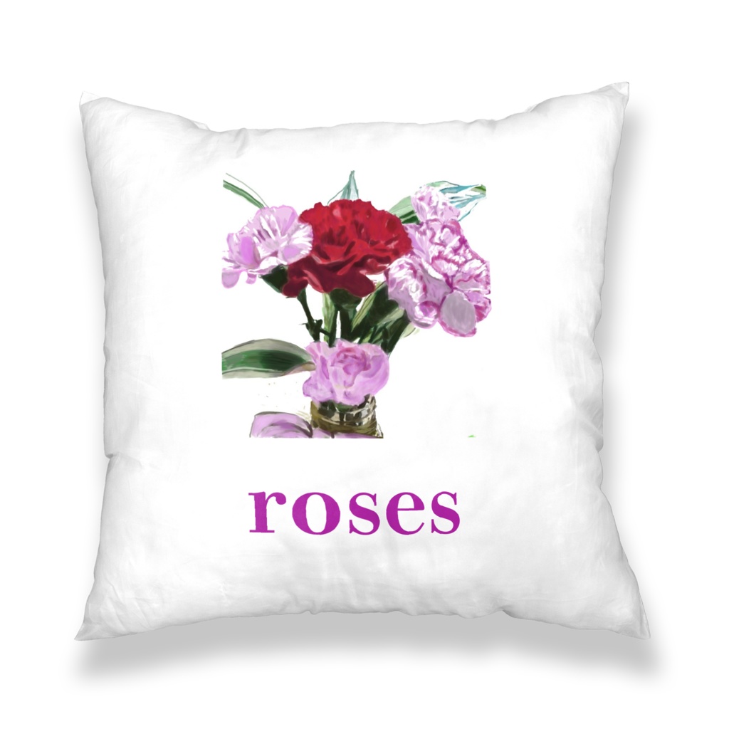 ヤブランとバラのクッションカバー