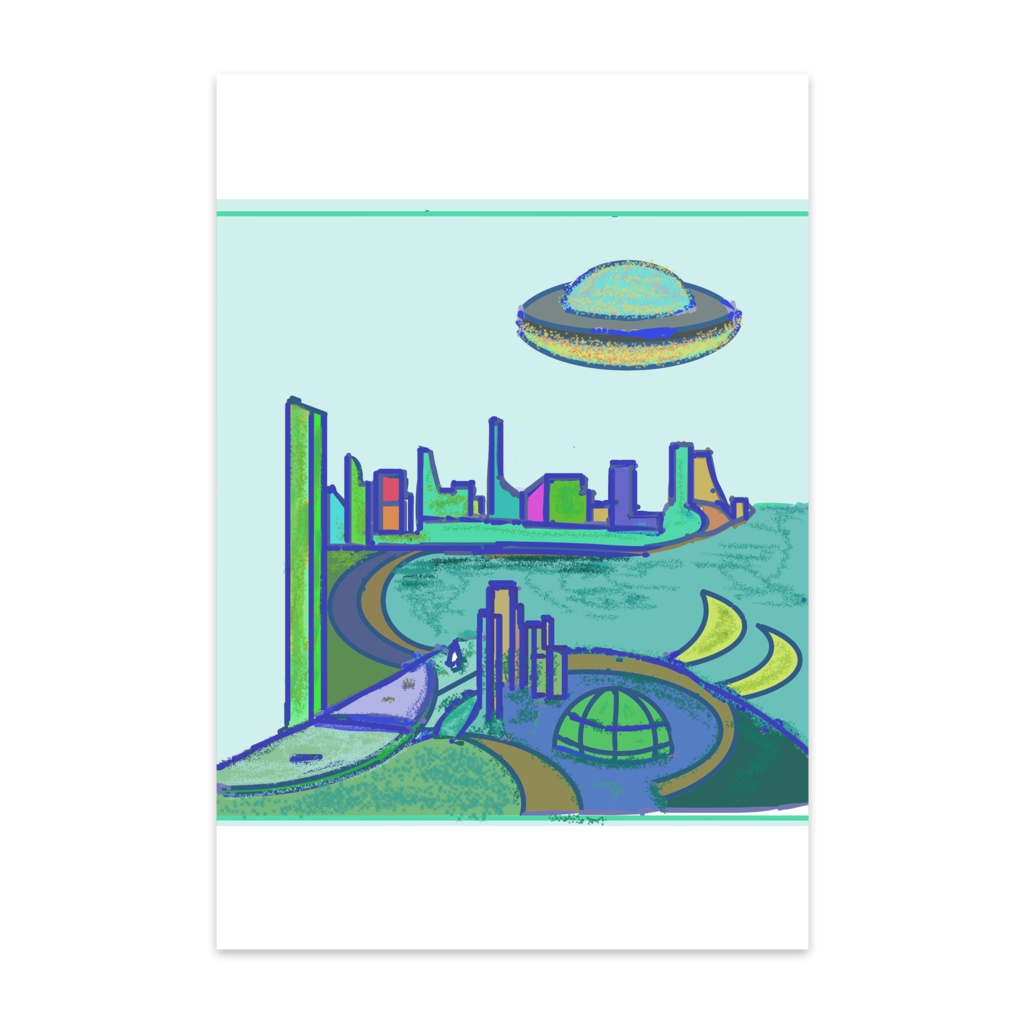 地下都市、ufoのポストカード