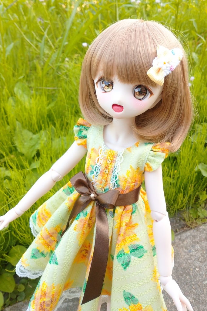 肩フリルのフレアワンピース(MDD/DDP)