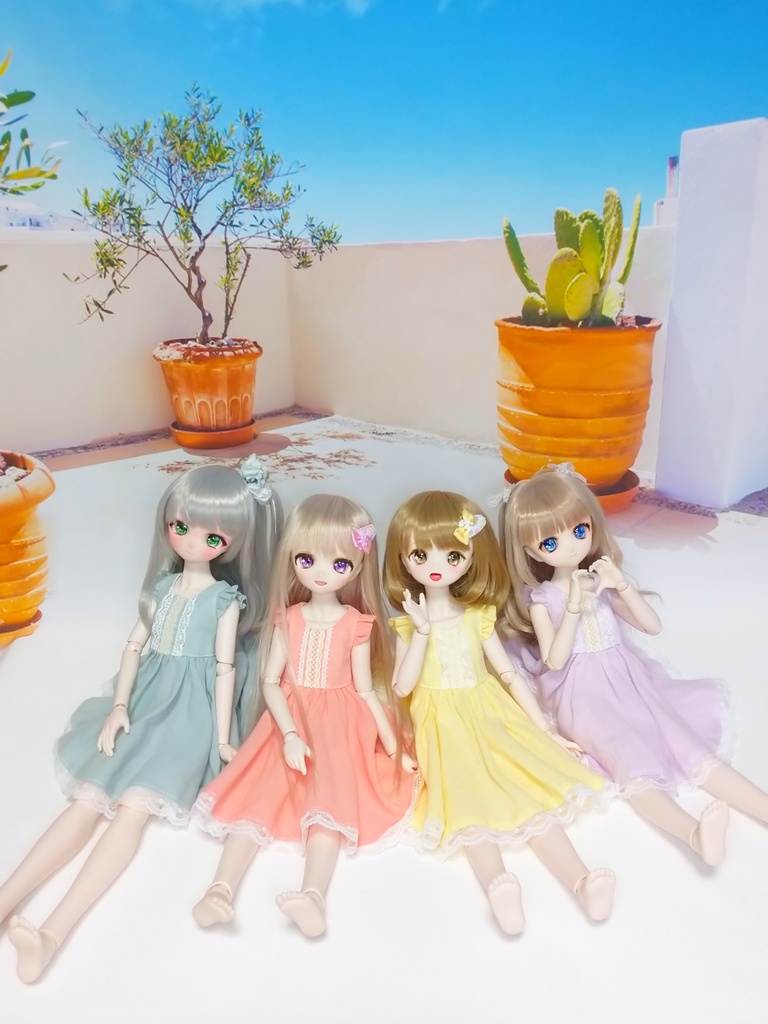 肩フリルのフレアワンピース(MDD/DDP)