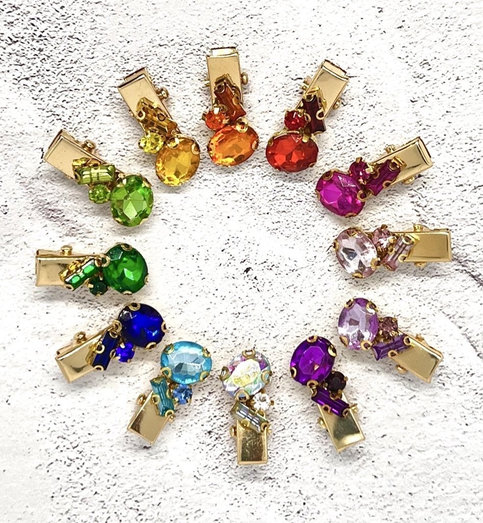 【ぬいぐるみ用】右留めビジューヘアクリップ