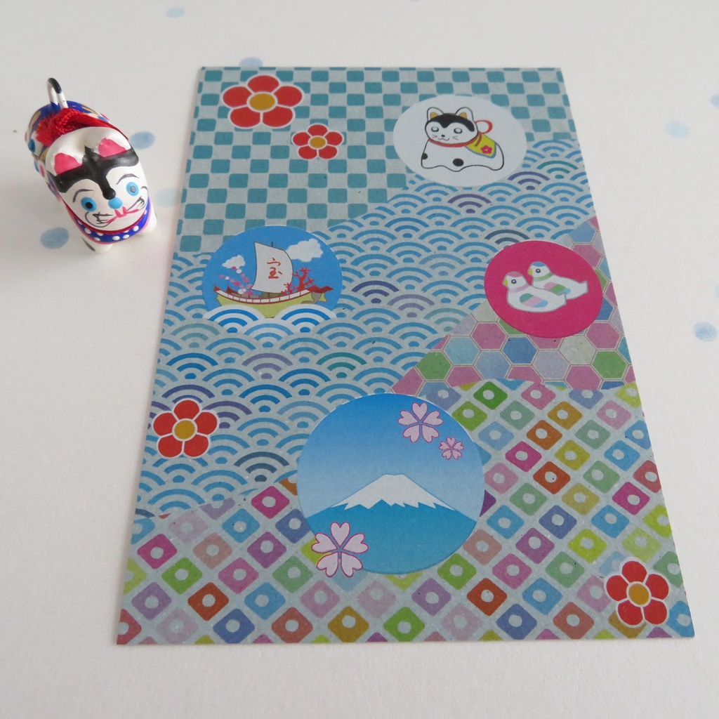 ポストカード 吉祥(青)