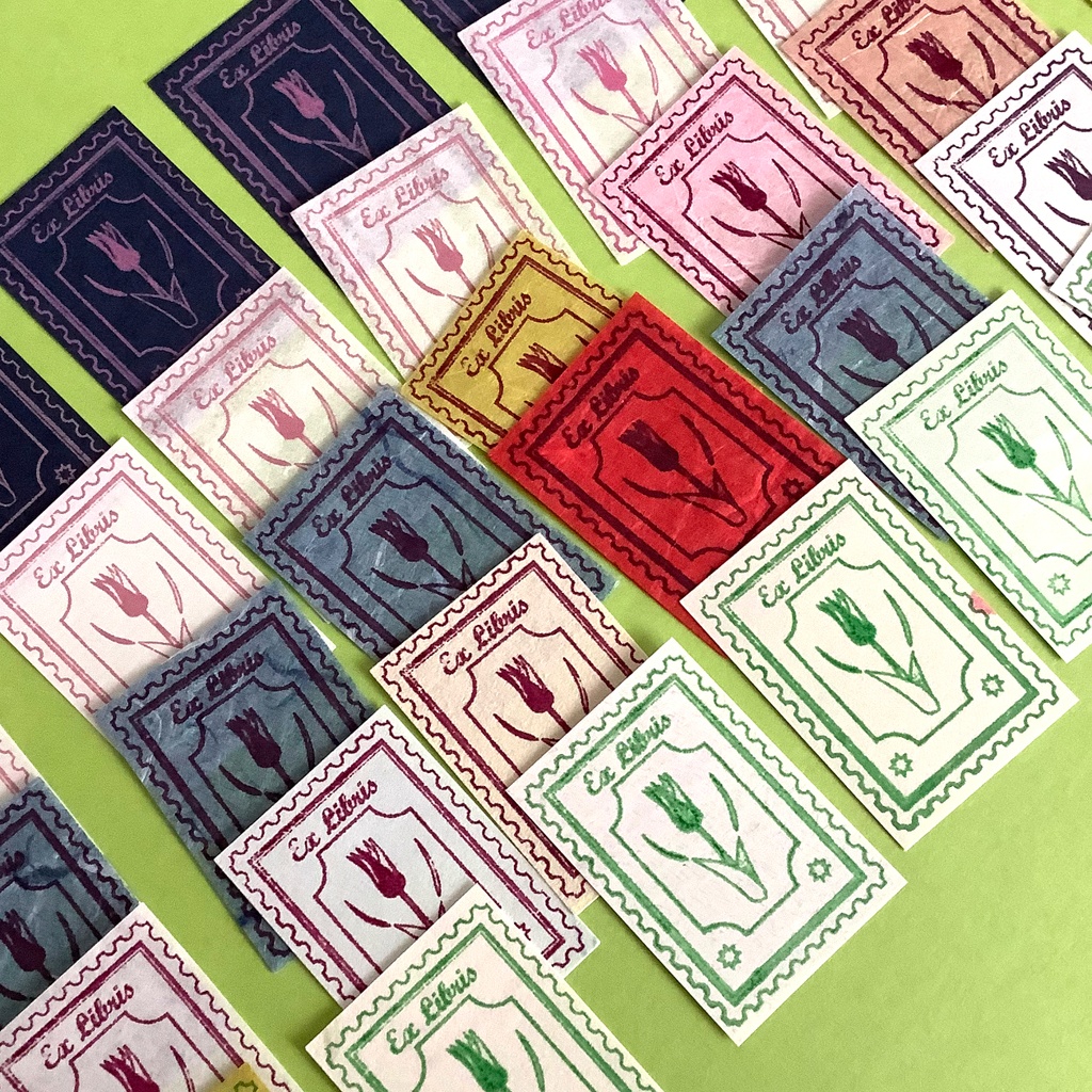 蔵書票-3-チューリップ(1色刷り)