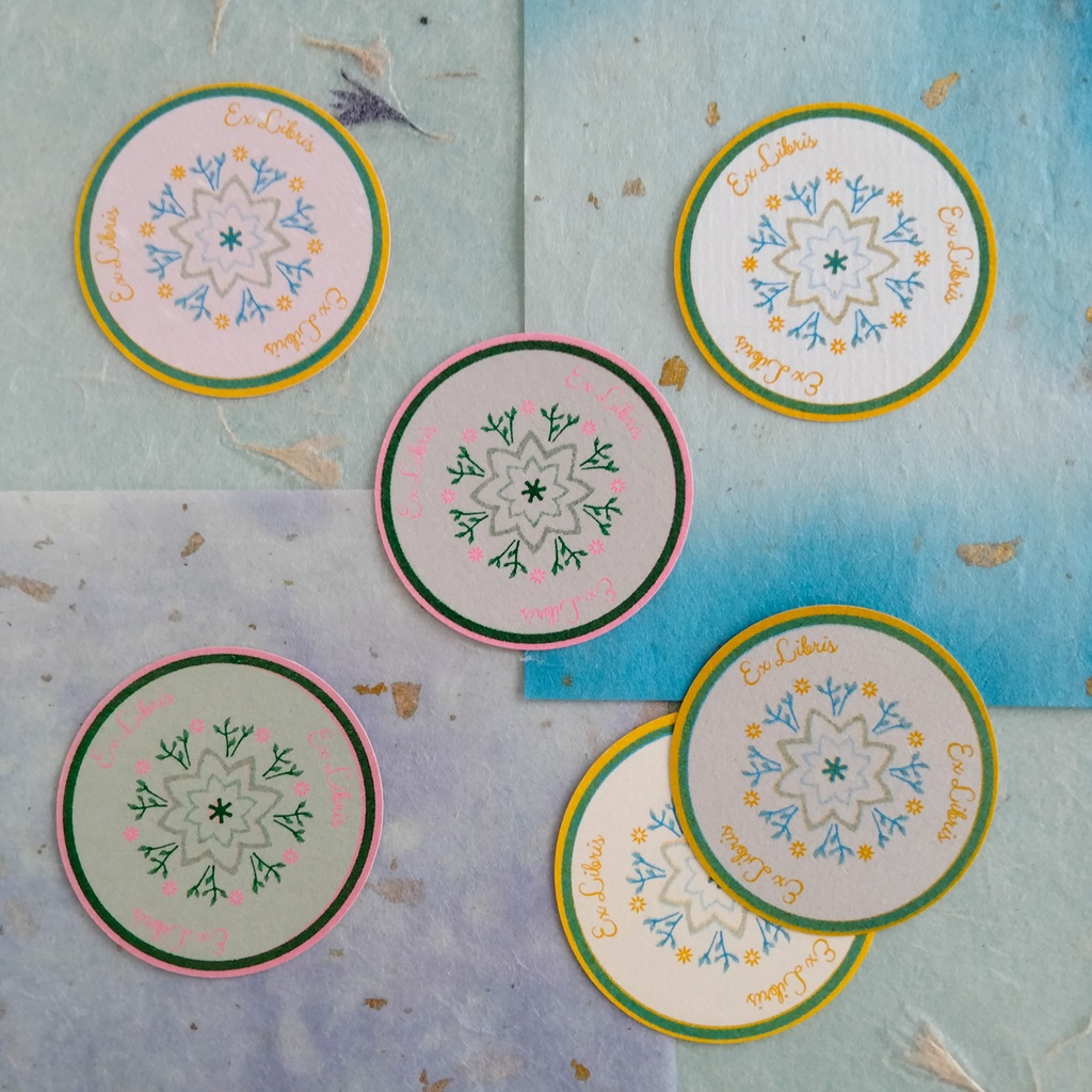 孔版印刷の蔵書票<自然の造形ー4種セット>