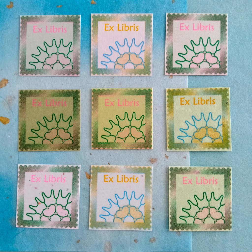 孔版印刷の蔵書票<自然の造形ー4種セット>