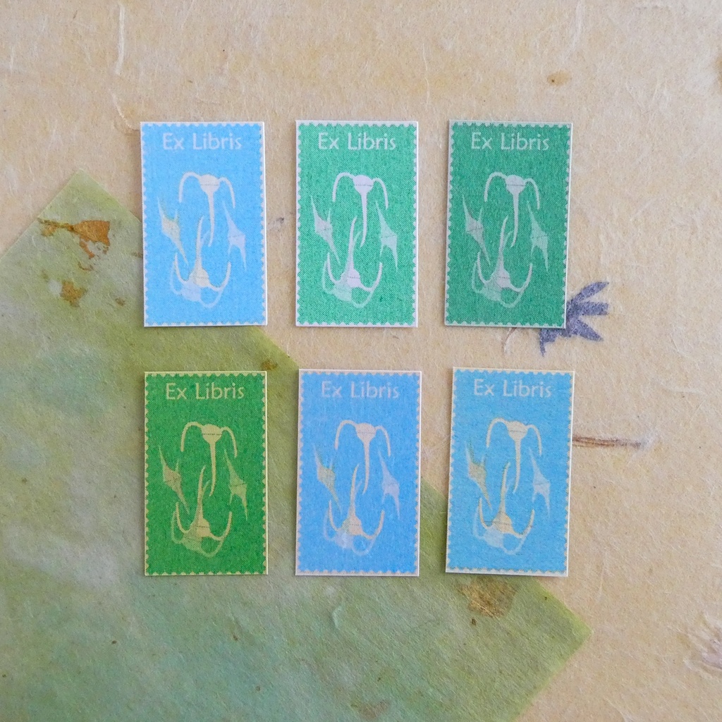 孔版印刷の蔵書票<自然の造形ー4種セット>