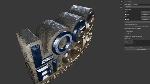LOGOBLOCKS|SVGから、ぷっくり立体ロゴ。多層リム&ベベルのBlenderスタジオ