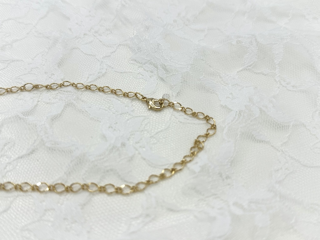 リボンとビジューのブルーローズネックレス