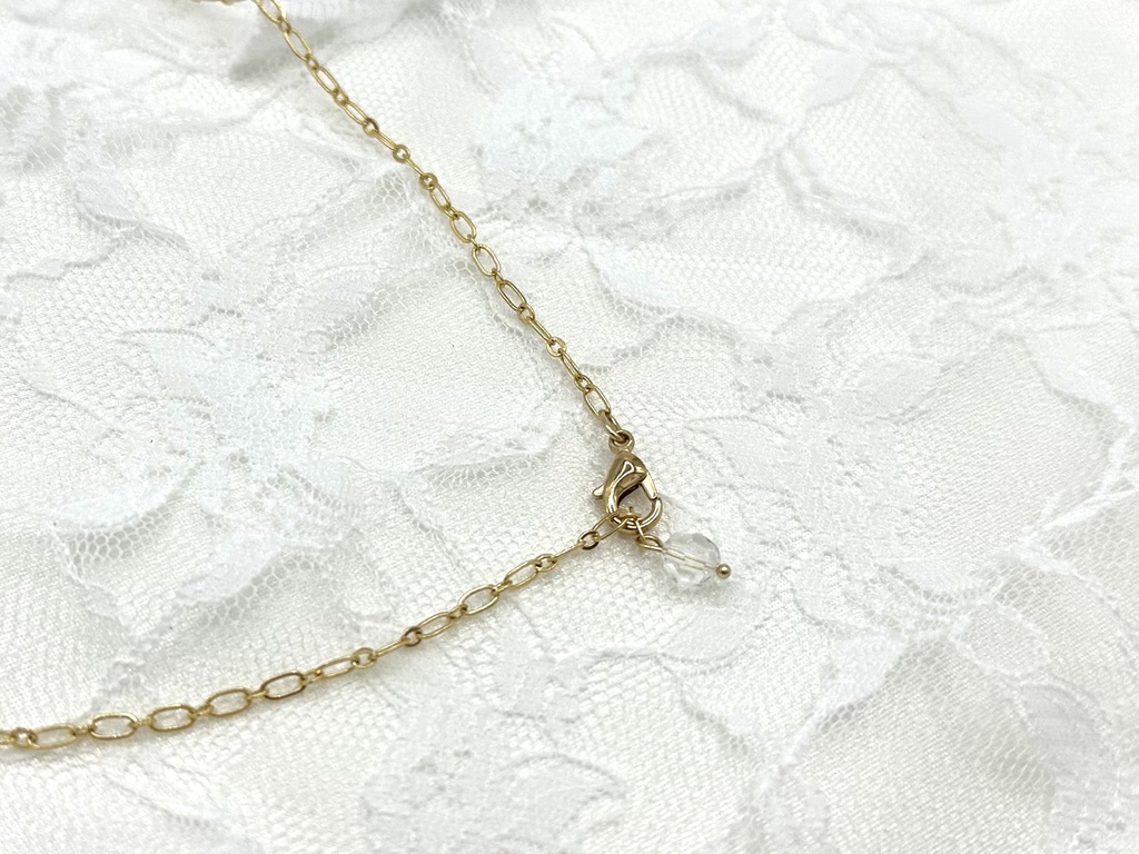 【パーツリユース】ピンクローズのペンダントネックレス