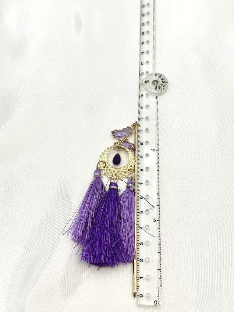 アメジストとクリスタルの蝶のかんざし