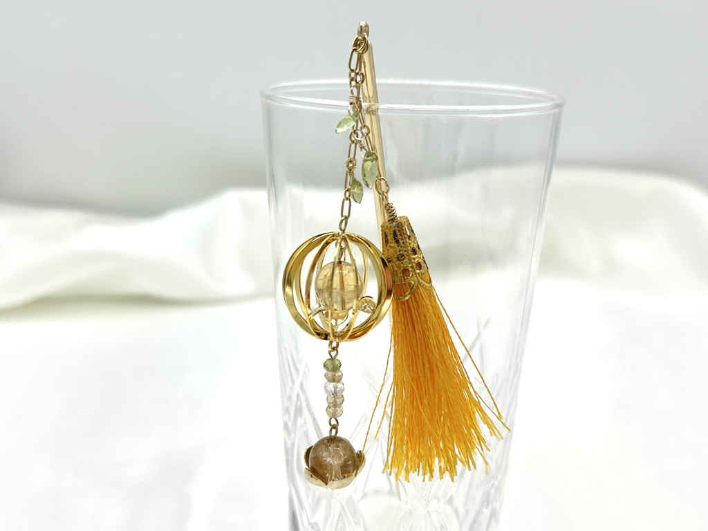 シトリンの橙のかんざし