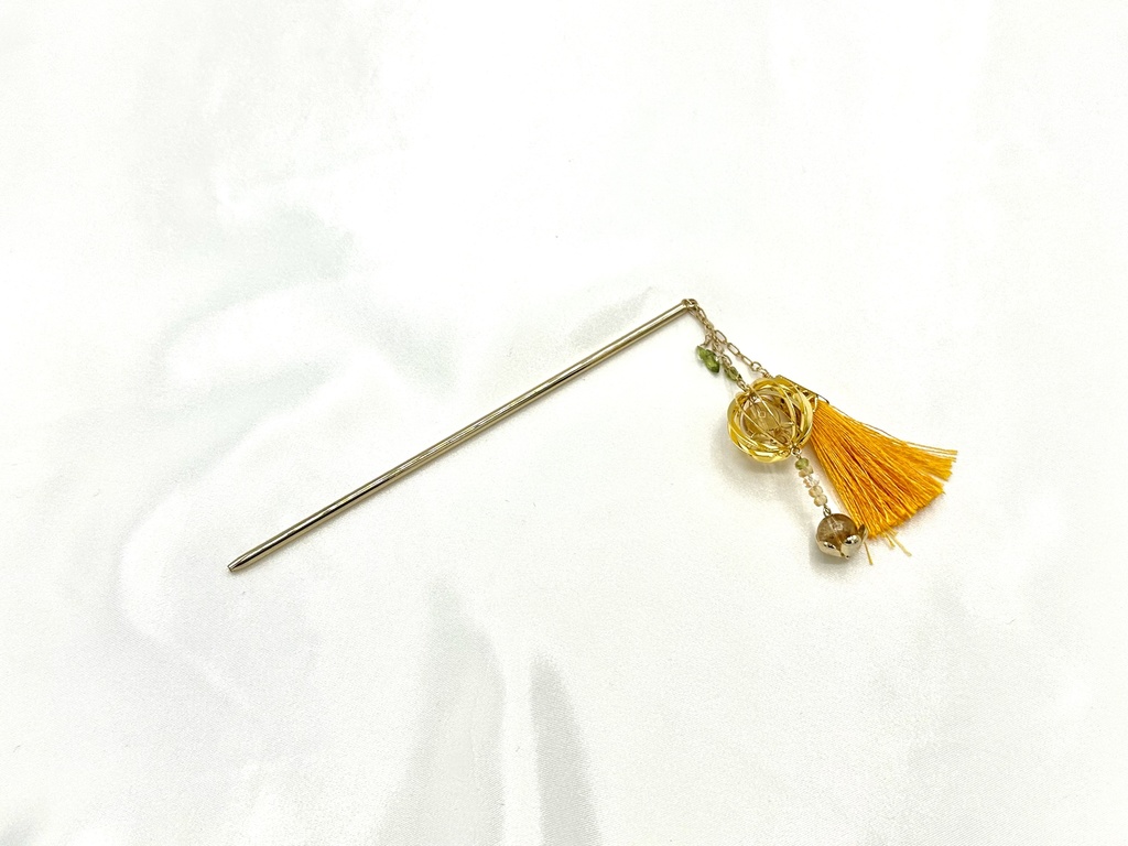 シトリンの橙のかんざし