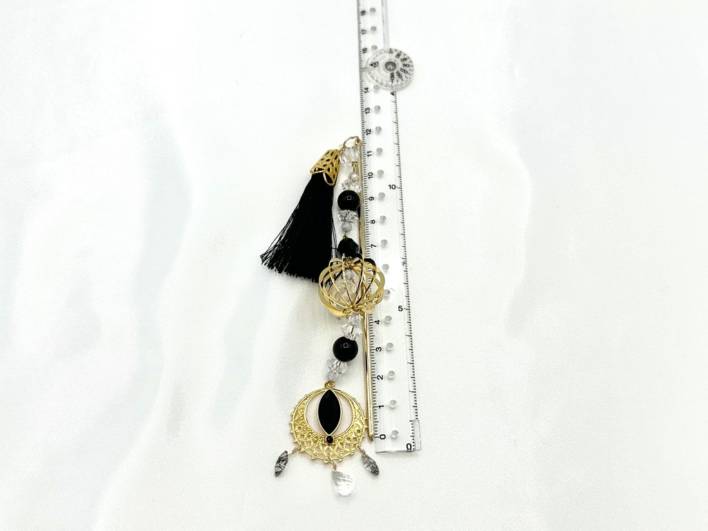 モリオンとトルマリンインクォーツのかんざし