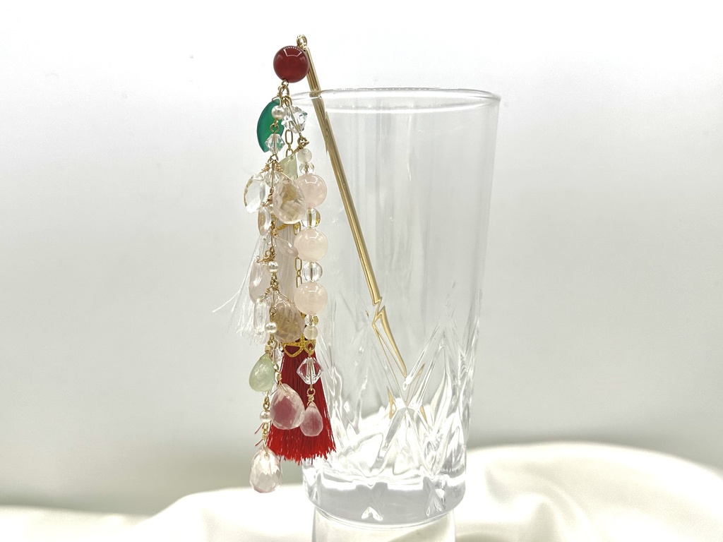 ローズクォーツの春風のかんざし