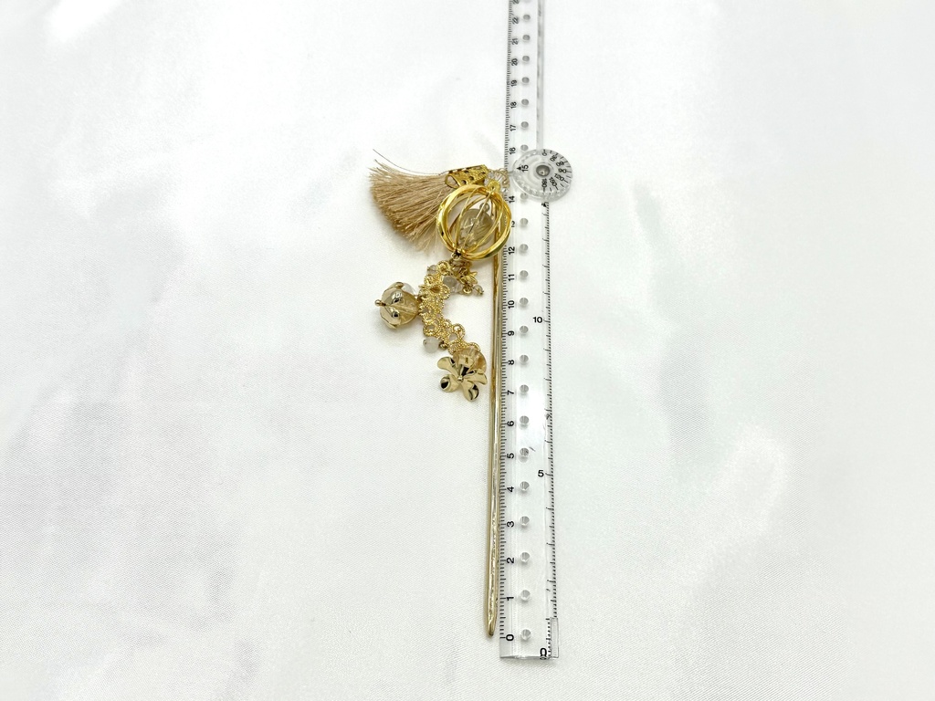 シトリンの橙とルチルインクォーツのかんざし