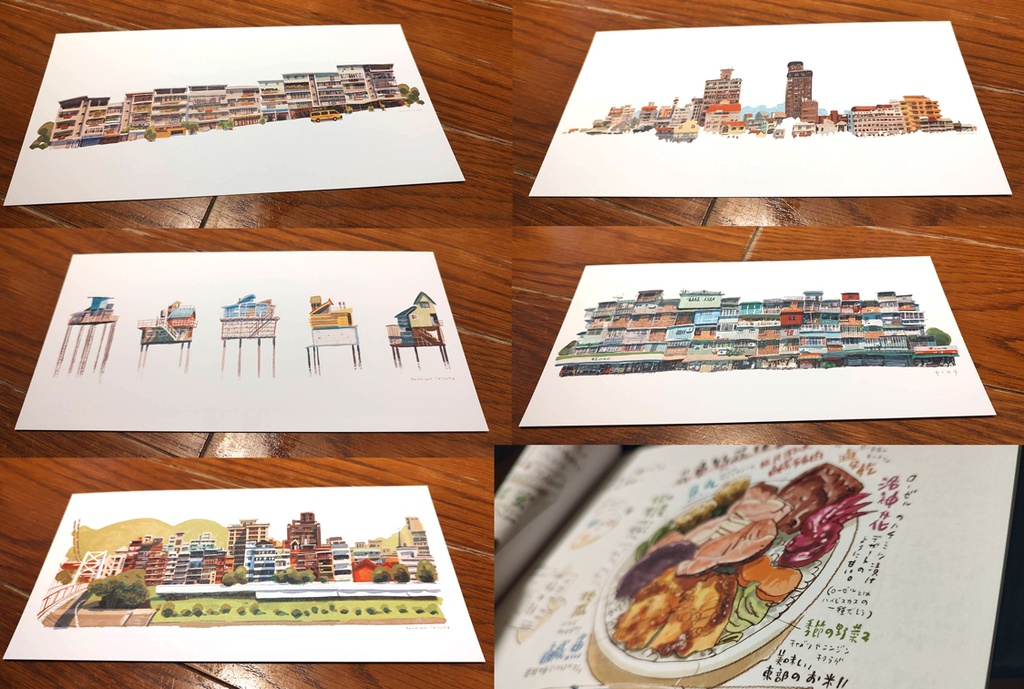 台湾住宅大判ポストカードセット＋Drawing鐵路便當