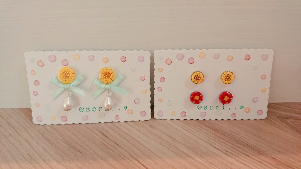 たんぽぽピアス(リボンver.)