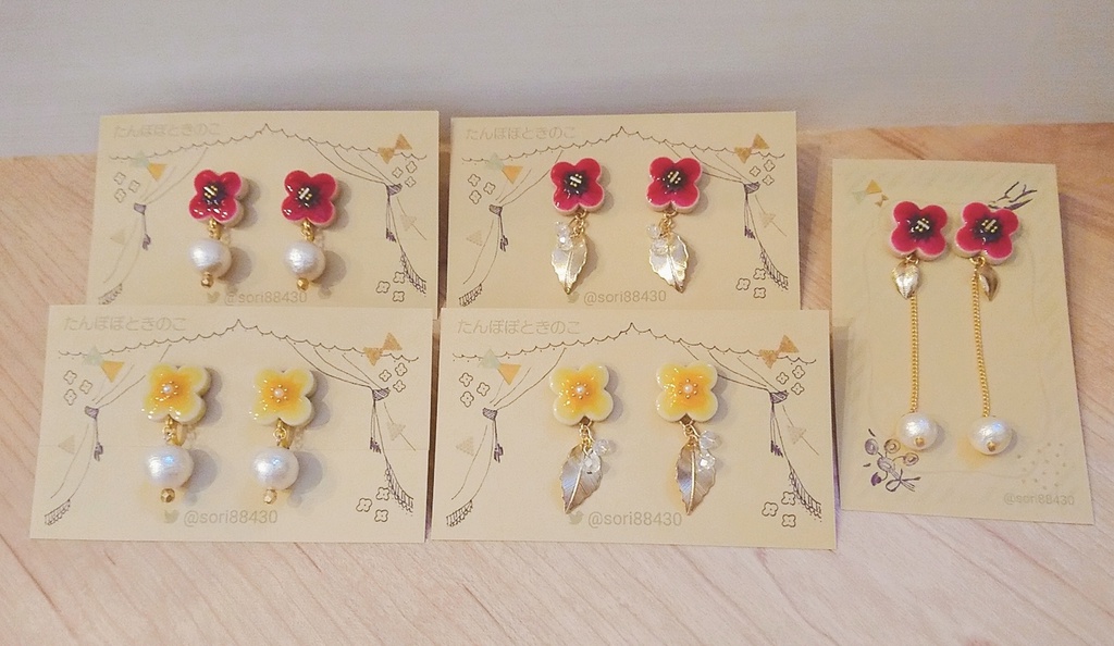 たんぽぽとはいびすかすのイヤリング/ピアス【おめかしver.】