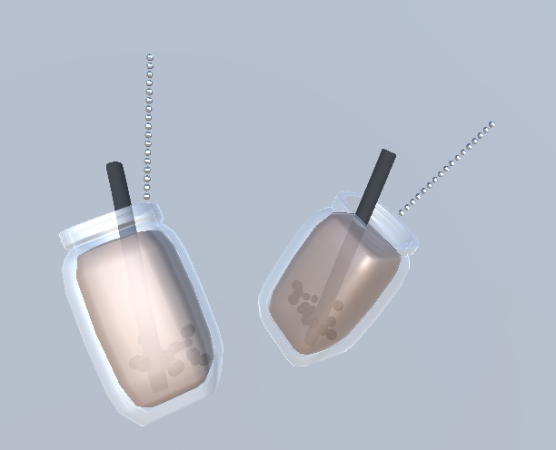 タピオカティーイヤリング　「Bubble Tea Earrings」　VRchat想定