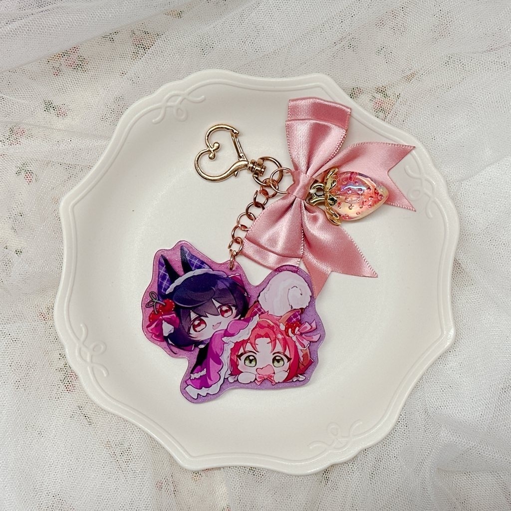 🍒🦇コウモリス🐿️🍓リボンアクリルキーホルダー