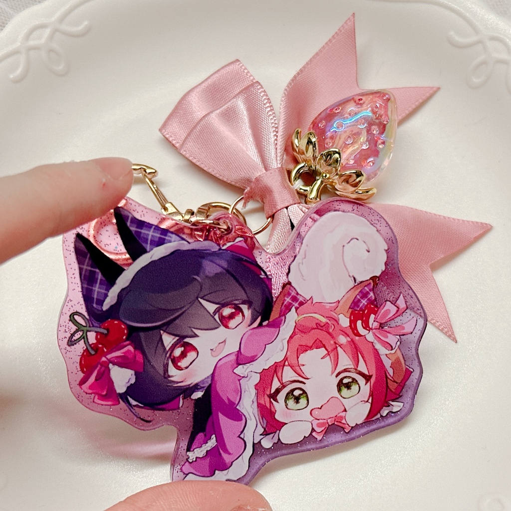 🍒🦇コウモリス🐿️🍓リボンアクリルキーホルダー