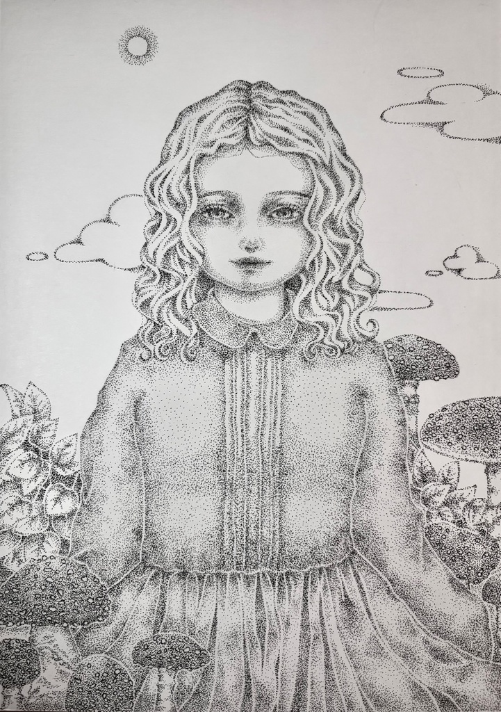 少女は死を孕む　点描画