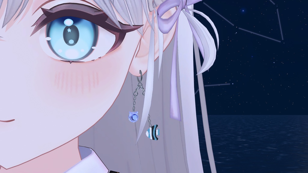 エンゼルフィッシュねこピアス【全アバター対応】