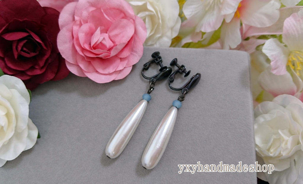 パール 涙イヤリング