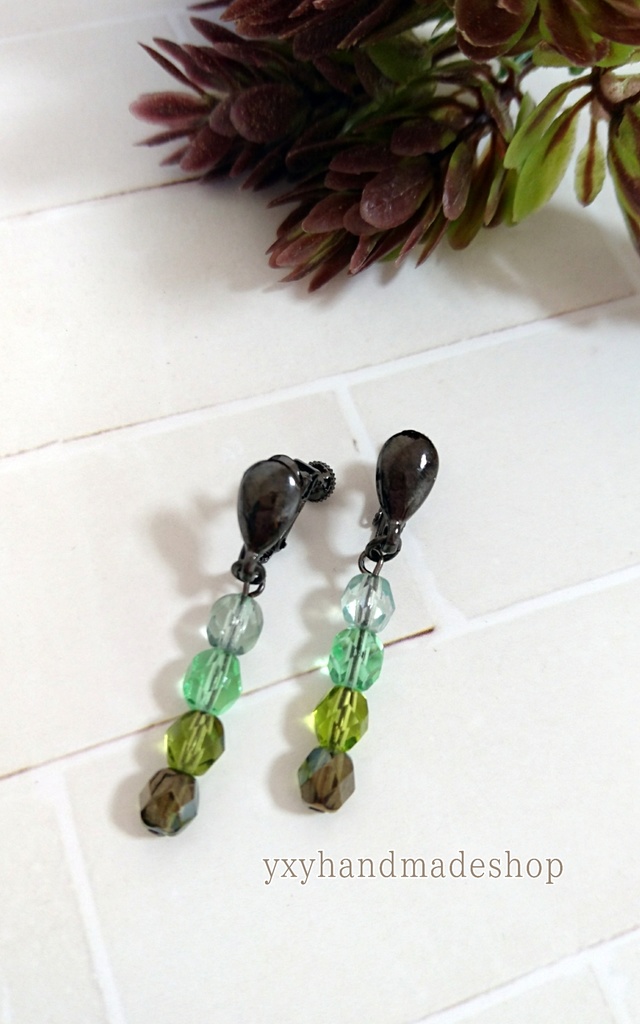 グリーンカラーイヤリング♡