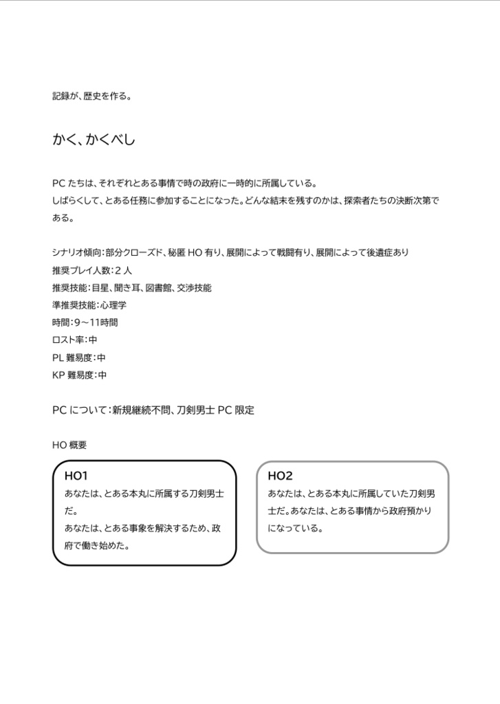 CoCシナリオ集「、斯くて語られき」