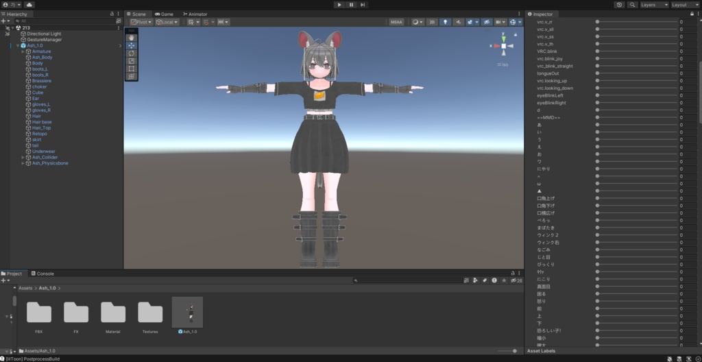 オリジナル3Dモデル(VRChat avatar)Ash