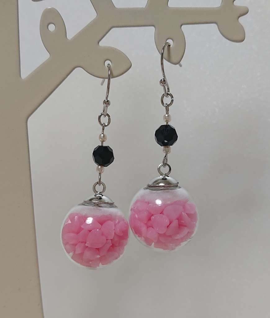 ピンク・レディー カクテル風ピアス