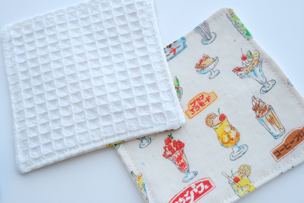 【手作り】昭和レトロ喫茶 ポーチ・巾着・コースター(2枚組)